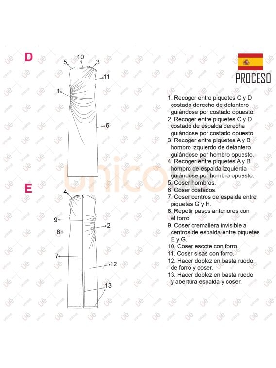 MOLDE VESTIDO DRAPEADO MUJER 2323